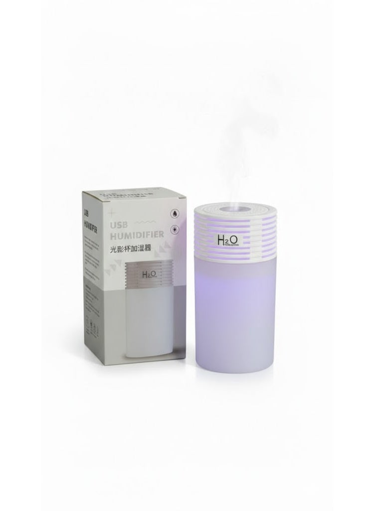 موزع زيوت عطرية صغير محمول مزود بإضاءة LED بسبعة ألوان جهاز ترطيب وتنقية هواء يعمل بمنفذ USB للسيارة والمنزل والمكتب وغرفة النوم (أبيض) - Image 2