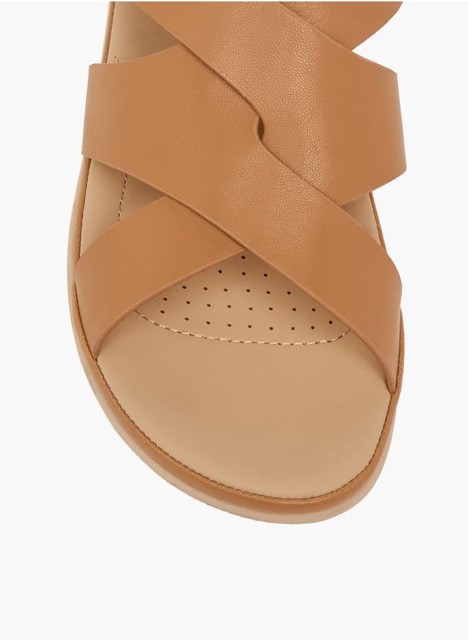 Le Confort Women's Solid Cross Strap Sandals With Buckle Closure  - Image 4