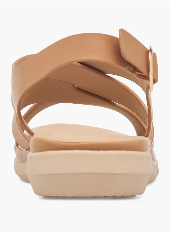 Le Confort Women's Solid Cross Strap Sandals With Buckle Closure  - Image 5
