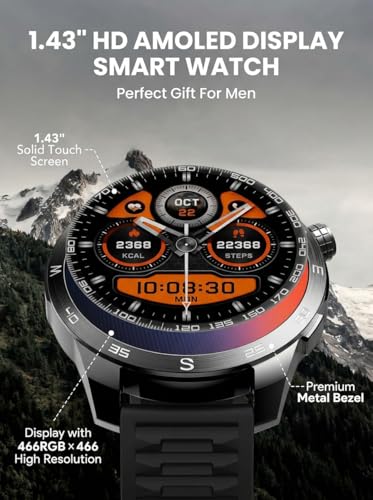SKG Smart Watch for Men Women 143 GPS Builtin Smartwatch with 100 Sports Magnetometer Barometer 9Day Runtime 5ATM Waterproof Fitness Watch for Health Tracker Android iPhone Compatiable GT5 - Image 3