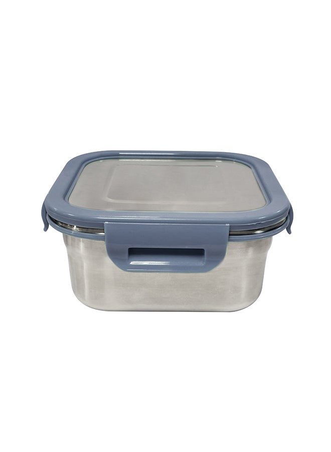 Borosil Stainless Steel Lunch Box, Leak-Proof Lunch Box With Grey Lid, Square Lunch Container For School & Office, 800 Ml - Image 1