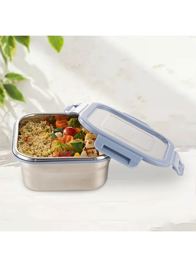 Borosil Stainless Steel Lunch Box, Leak-Proof Lunch Box With Grey Lid, Square Lunch Container For School & Office, 800 Ml - Image 4