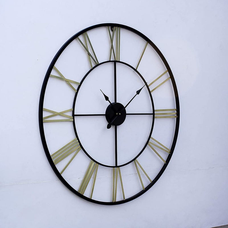 Tangyoak Golden Roman Wall Clock for Home Hall Living Bedroom Kitchen Analog Stylish Silent NonTicking Watches Modern and Decorative Time Piece Round Hanging Wall Mount Watch 10 x 10 - Image 2