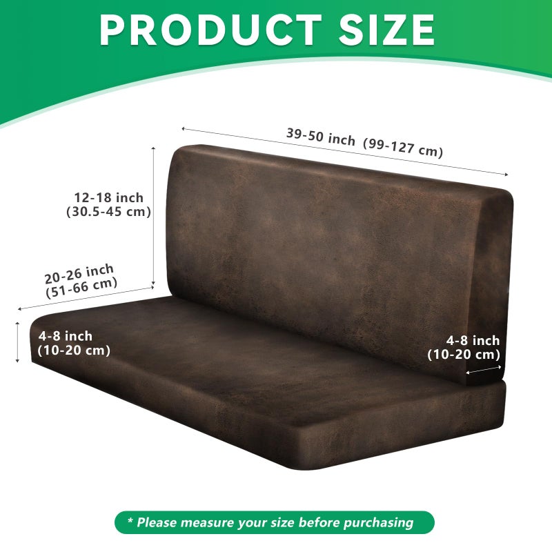 molasofa Leather Like RV Dinette Cushion Covers, RV Booth Seat Cover Stretchable Camper Cushion Couch Covers Washable Slipcovers for RV Camper Car Bench (2 Backrest Covers & 2 Bench Covers, Dark Brown) - Image 4