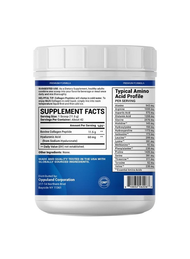 oppuland - Collagen Peptides Powder with Hyaluronic Acid - Hydrolyzed Protein for Men & Women - Unflavored Collagen Supplement - Clean & Simple Ingredients - Skin Hair Nail & Joint Support - 483 g - Image 4