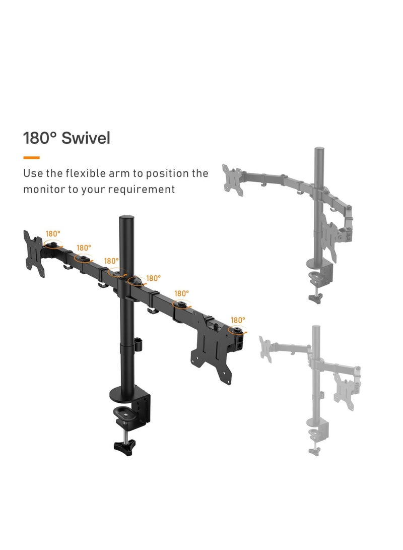 WALALLA Adjustable Dual LCD LED Heavy Duty Gaming Monitor Arm Mount Stand - Image 4
