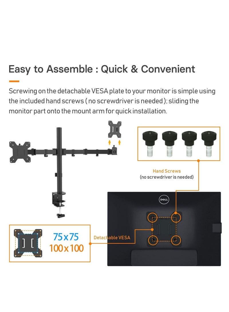WALALLA Adjustable Dual LCD LED Heavy Duty Gaming Monitor Arm Mount Stand - Image 5