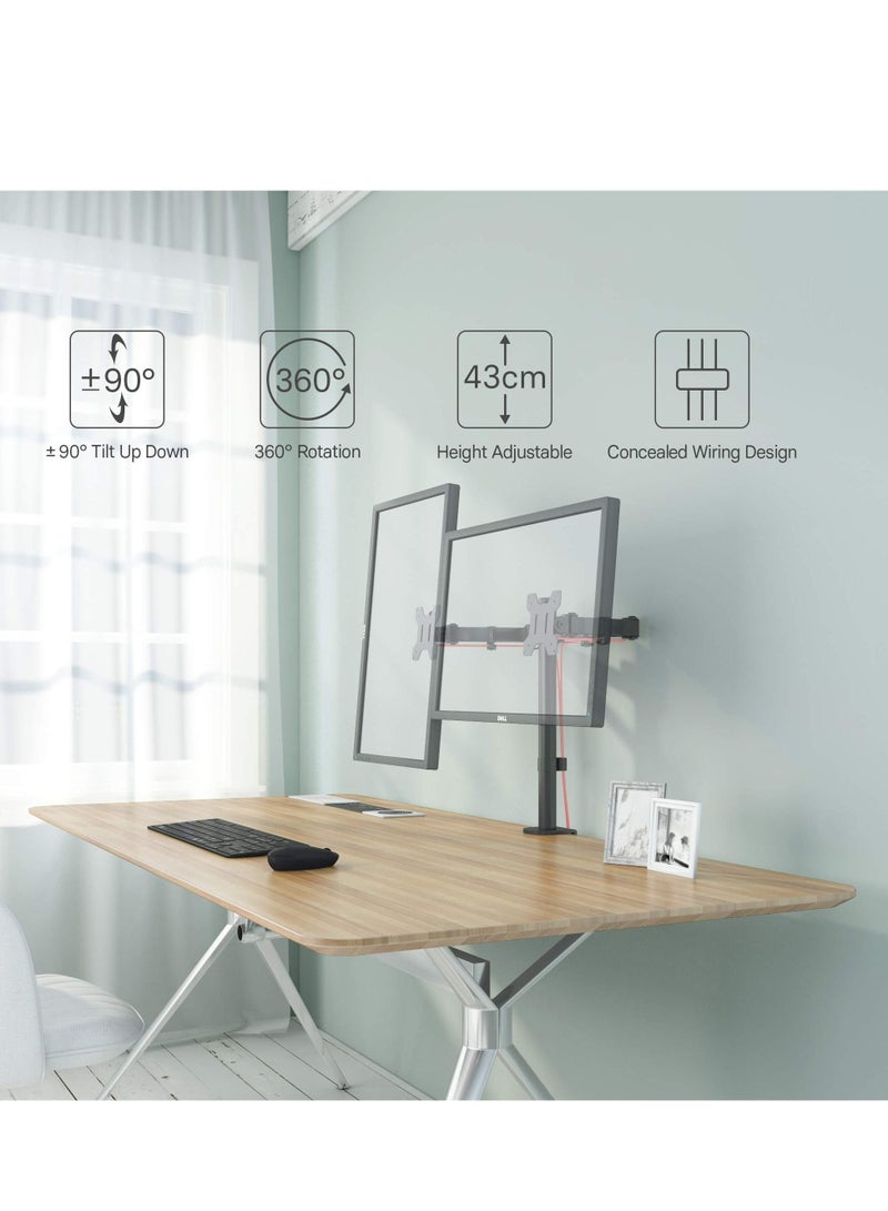 WALALLA Adjustable Dual LCD LED Heavy Duty Gaming Monitor Arm Mount Stand - Image 2