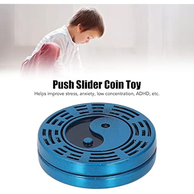 Jiawu ADHD Push Slider Toy Adult Portable Metal Haptic Sensory Toy, Stress Relief, Ergonomic Design, Portable Design (Blue) - Image 3