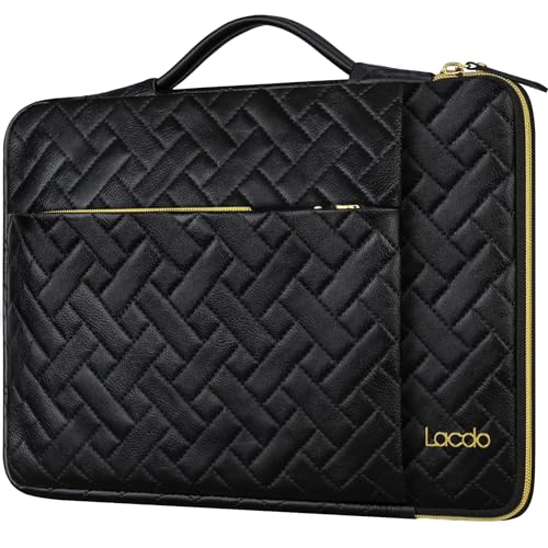 Lacdo 360° Protective Laptop Sleeve Case for 16 inch New MacBook Pro M4/M3/M2/M1 Pro/Max A3403 A3186 A2991 A2780 A2485 A2141 2024-2019, 15 inch Surface Laptop 7th Copilot+PC Computer Bag,Elegant Black - Image 1