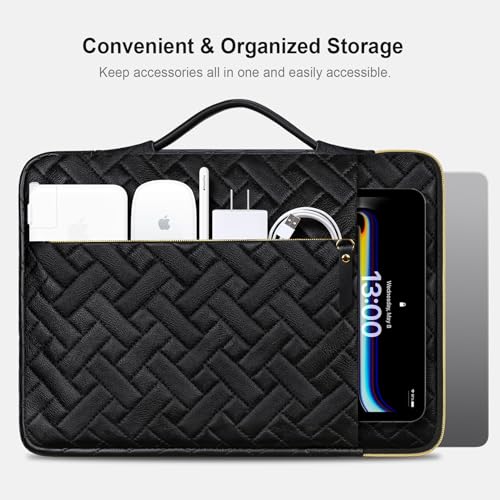 Lacdo 360° Protective Laptop Sleeve Case for 16 inch New MacBook Pro M4/M3/M2/M1 Pro/Max A3403 A3186 A2991 A2780 A2485 A2141 2024-2019, 15 inch Surface Laptop 7th Copilot+PC Computer Bag,Elegant Black - Image 3