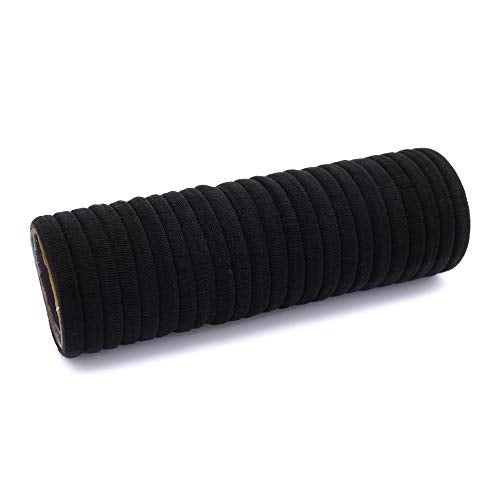 chkoodi 100 Pack Seamless Cotton Hair Ties, High Stretch Ponytail Holders and Headbands, No Crease Scrunchies for Thick Hair (Black) - Image 3