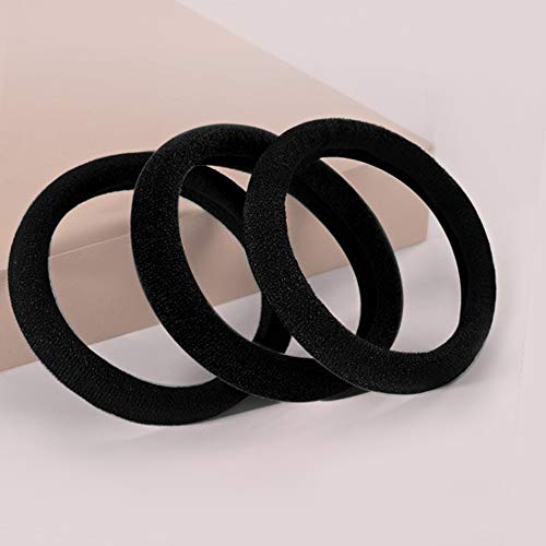 chkoodi 100 Pack Seamless Cotton Hair Ties, High Stretch Ponytail Holders and Headbands, No Crease Scrunchies for Thick Hair (Black) - Image 2