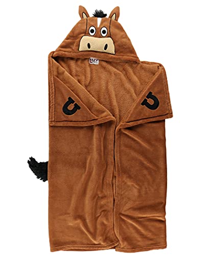 Lazy One Wearable Hooded Blanket for Kids, Animal Hooded Blanket (Horse, Brown) - Image 3
