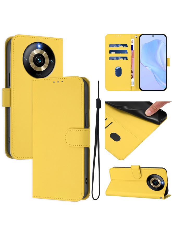 S-TOP Case For Realme Narzo 60 Pro Global Skin Feel Solid Color Leather Phone Case with Lanyard - Image 1