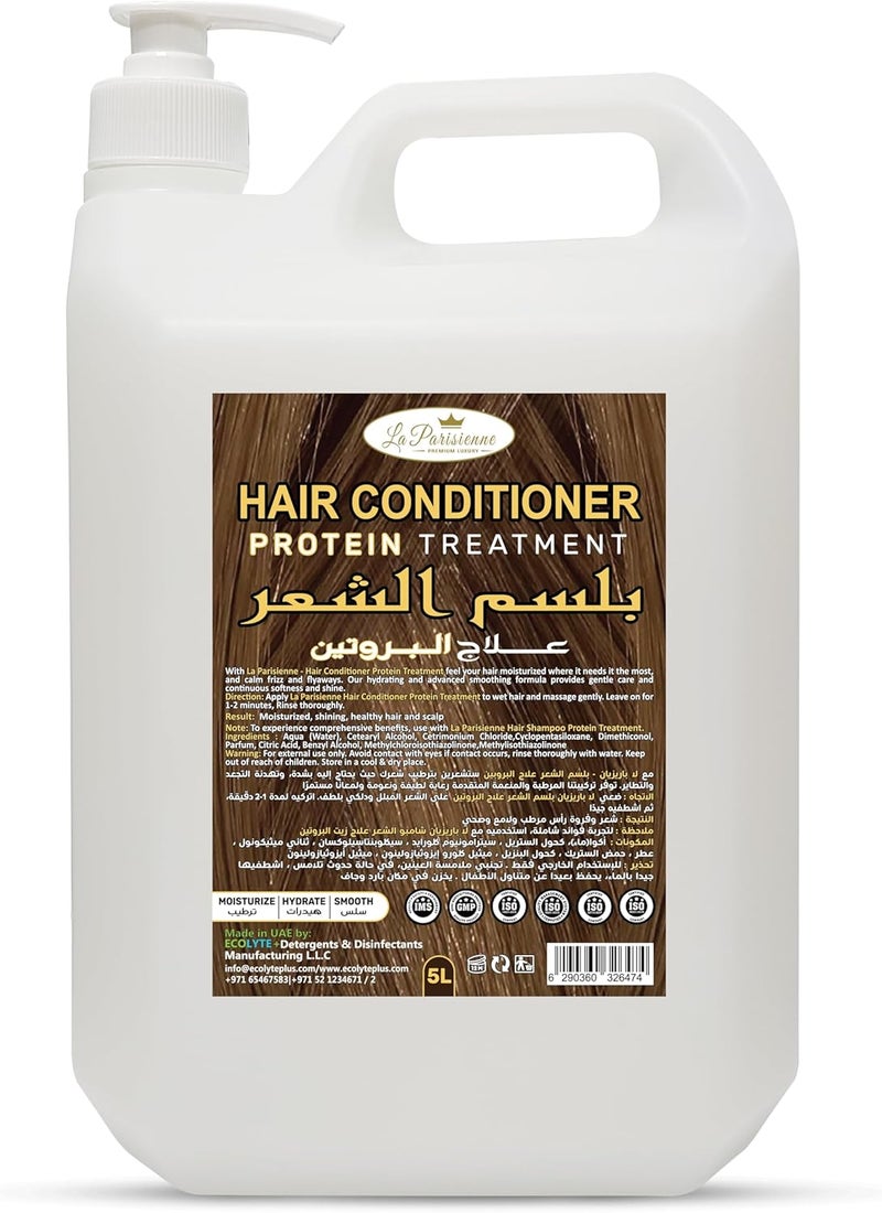 La Parisienne Premium Luxury Conditioner, Treatment for Smooth and Strong Hair, Repairs and Nourishes Dry Damaged Hair, Moisturizing, For Men and Women, (Protein, 5 Liter) - Image 1