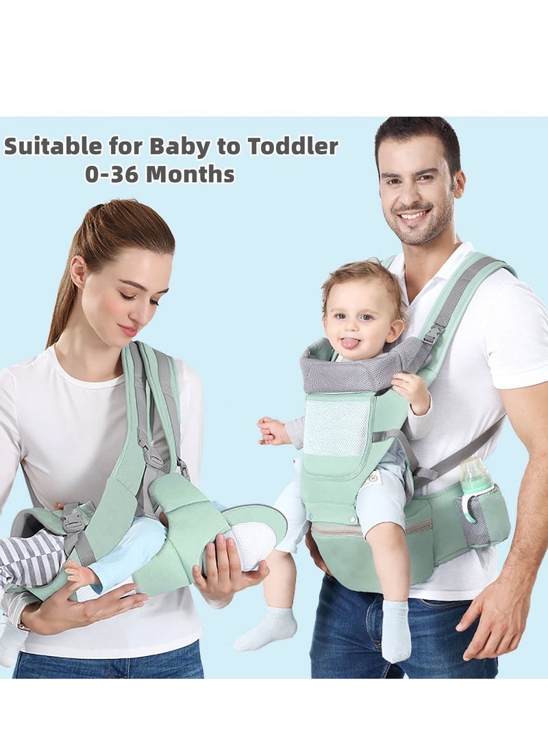 Captaintech Carrier Ergonomic Infant Carrier with Hip Seat Kangaroo Bag Soft Baby Carrier Newborn to Toddler 7-66lbs Front and Back Baby Holder Carrier for Men Dad Mom - Image 4