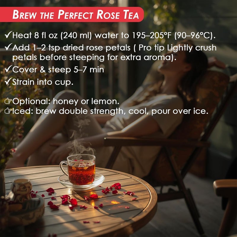 Cure Wid Pure Certified Organic Dried Rose Petals - 4oz Food-Grade Edible Flowers for Tea, Cocktails, Baking, and Skincare - Image 4