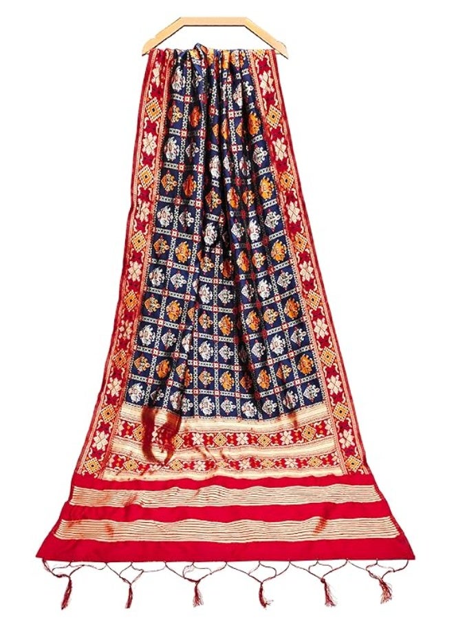 TRENDMALLS تريندمالز - شال نسائي من حرير الجاكار بتصميم باتولا عرقي مزين بنقوش زهرية - Image 1