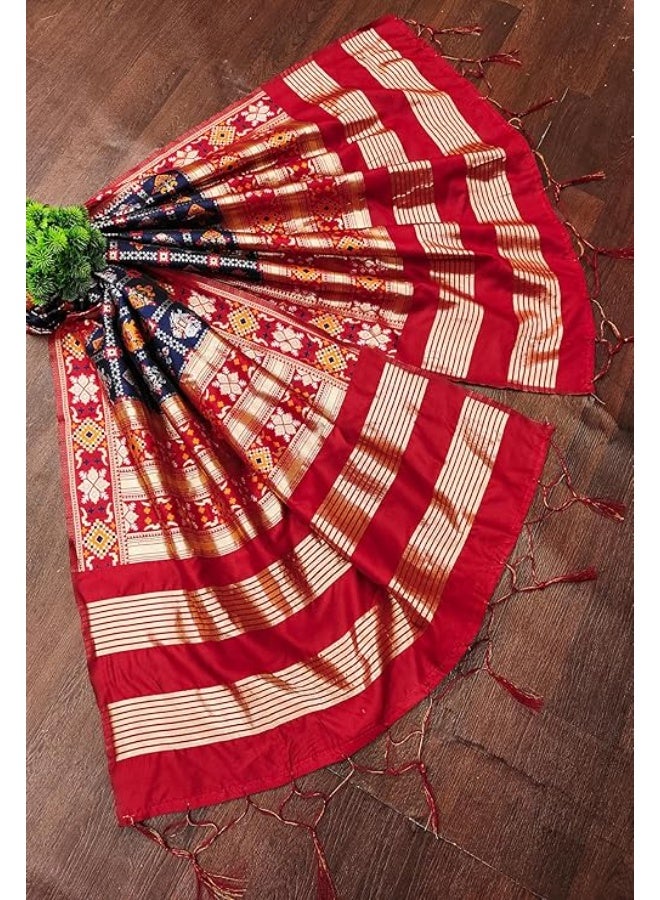 TRENDMALLS تريندمالز - شال نسائي من حرير الجاكار بتصميم باتولا عرقي مزين بنقوش زهرية - Image 3