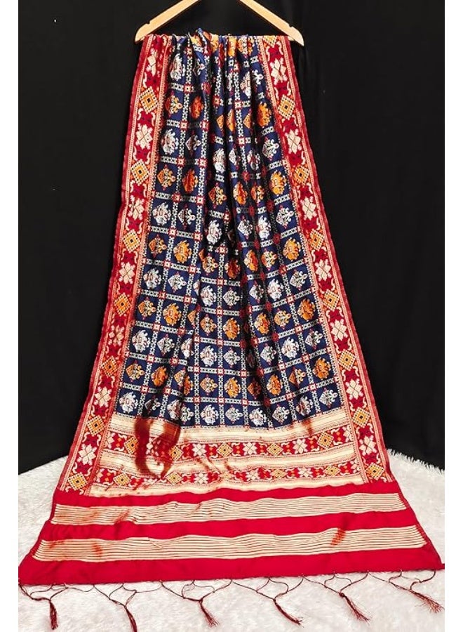 TRENDMALLS تريندمالز - شال نسائي من حرير الجاكار بتصميم باتولا عرقي مزين بنقوش زهرية - Image 4