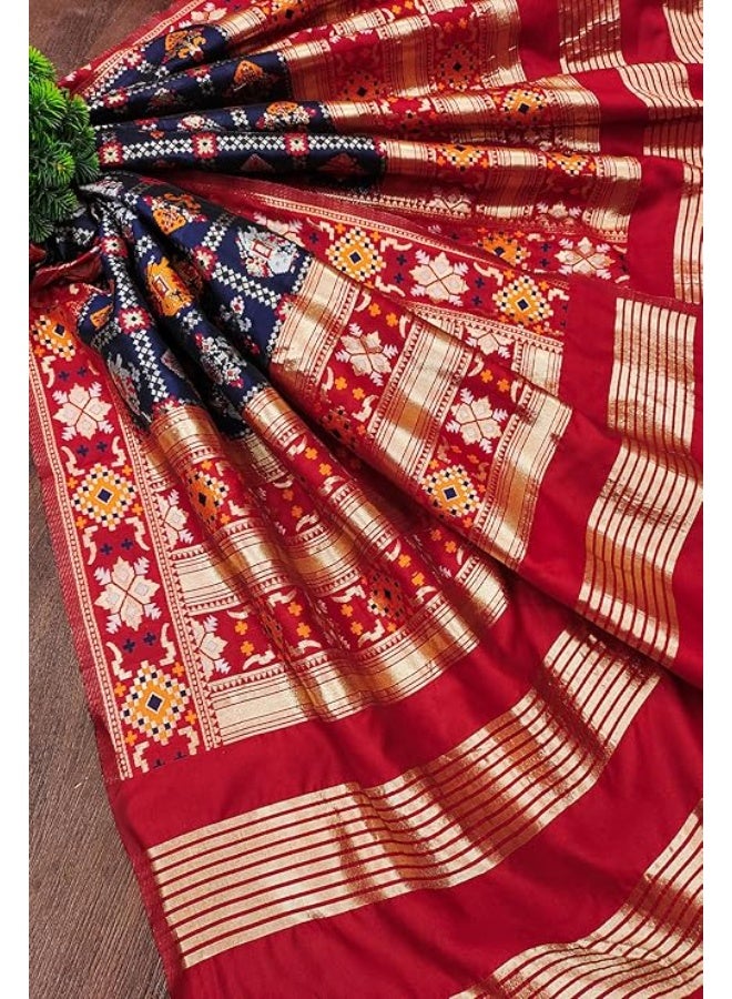 TRENDMALLS تريندمالز - شال نسائي من حرير الجاكار بتصميم باتولا عرقي مزين بنقوش زهرية - Image 2