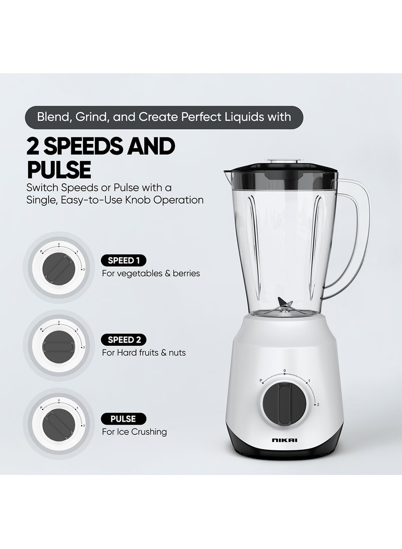 NIKAI 2-In-1 Blender,Unbreakable Pc Jar & 1 mill with 2 Sppeds With Pulse Function, 4 Piece Stainless Steel Blade, Easy To Clean Detachable Parts, Perfect For Blending And Grinding 1.5 L 600 W NB2511AX White - Image 4