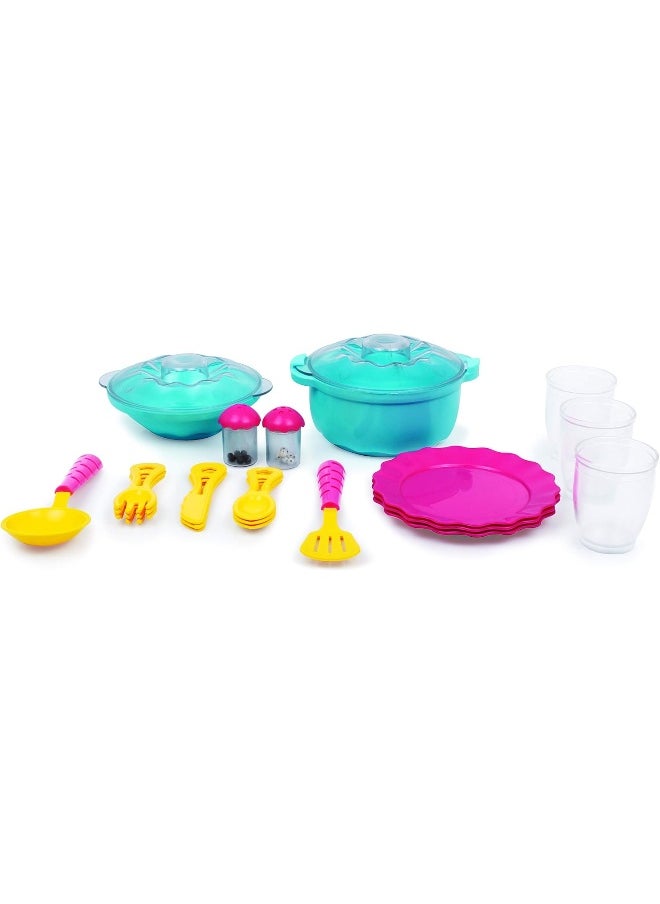 Funskool Giggles - Dinnerware Set, 23 Colourful Pretend And Play Cooking Set, Language And Social Skills,Role Play, 3 Years & Above, Preschool Toys  - Image 1