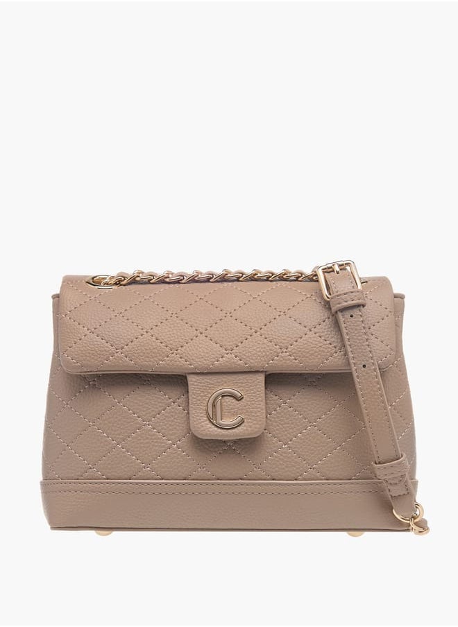 Le Confort - Womens Quilted Crossbody Bag With Flap Closure And Chain Strap - Image 1