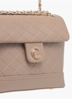 Le Confort Womens Quilted Crossbody Bag With Flap Closure And Chain Strap  - Image 4