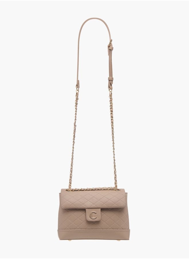 Le Confort - Womens Quilted Crossbody Bag With Flap Closure And Chain Strap - Image 1