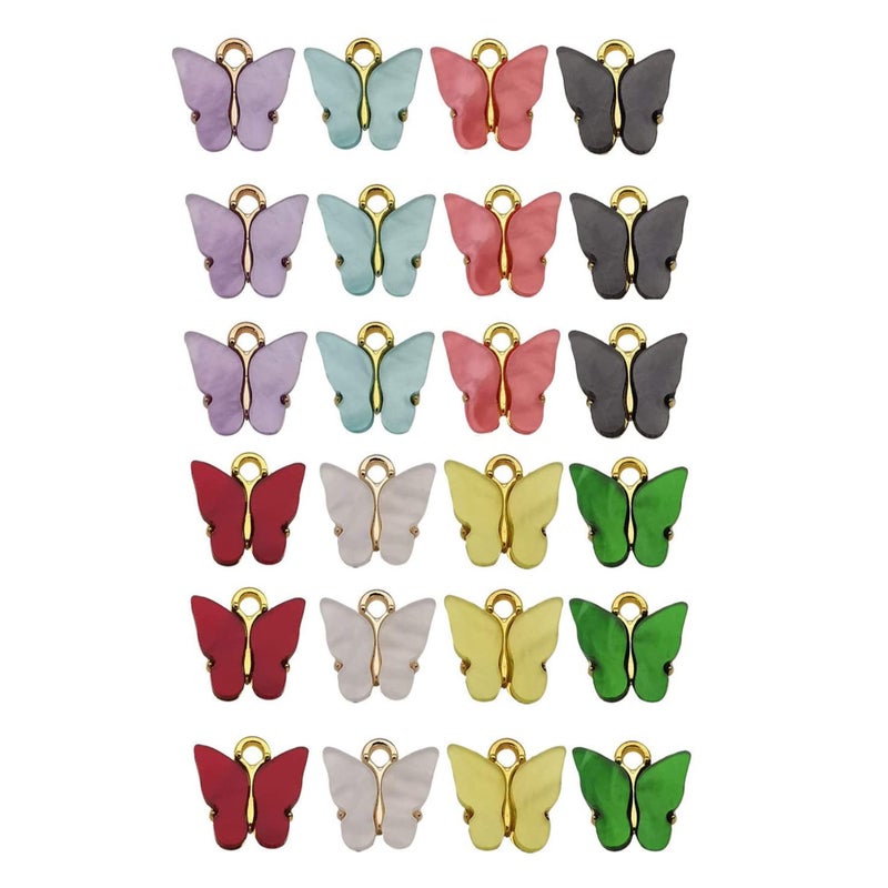 SOLARAE 24PCS Butterfly Charms Assorted Gold New Tiny Acrylic for Jewelry Making Necklace Bracelet Earring, Lead and Nickel Free, Cute, 12 x 12mm, Fashion, Creative, Gorgeous and Classy - Image 1
