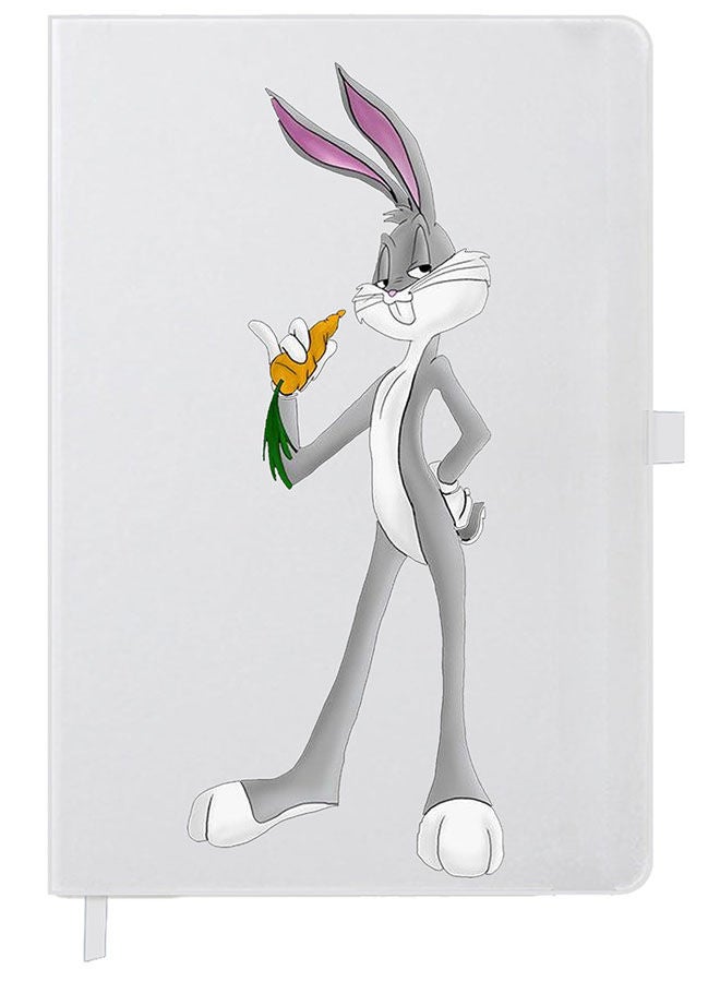 Theodor Designer A5 Thick White Hardcover Notebook Rabbit - Image 1