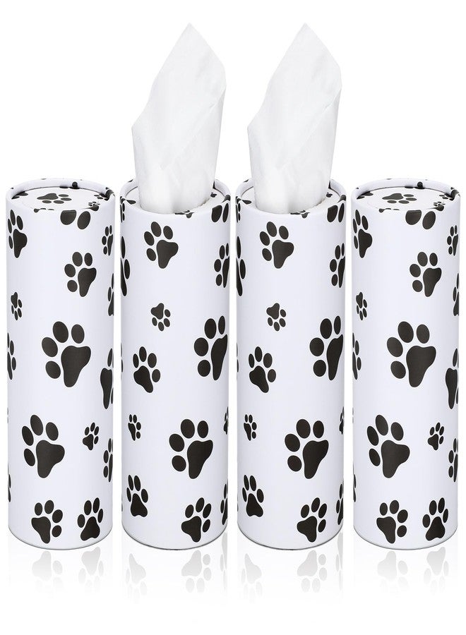 Geyoga 4 Pack Car Tissues Box with Facial Bulk Round Tube Car Tissue Travel Cylinder Holder Cup Holder for Home Bathroom Office (Paw Print) - Image 1