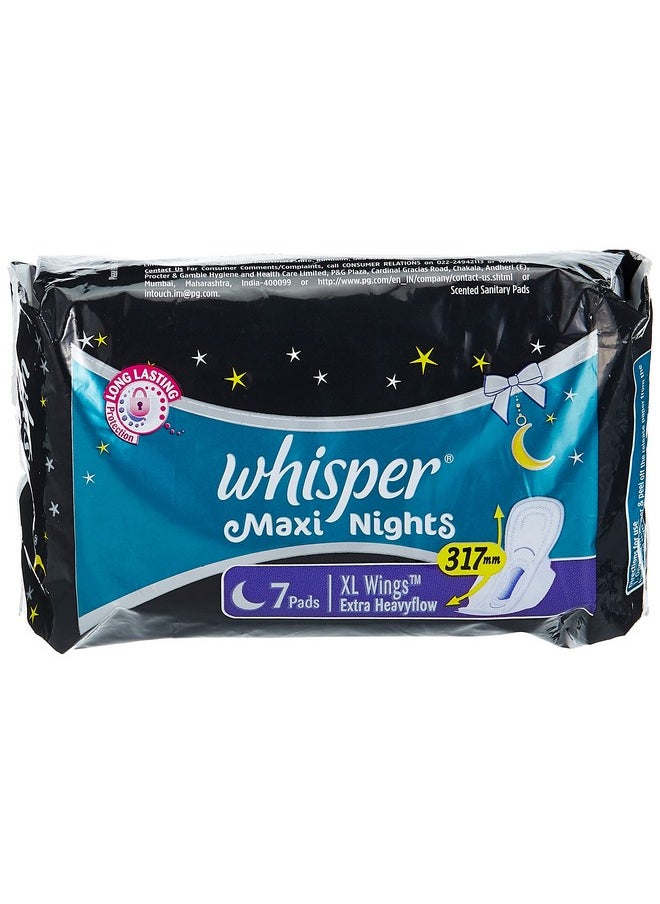 Whisper - Maxi Nights Sanitary Pads For Women, Xl, 7 Napkins - Image 1