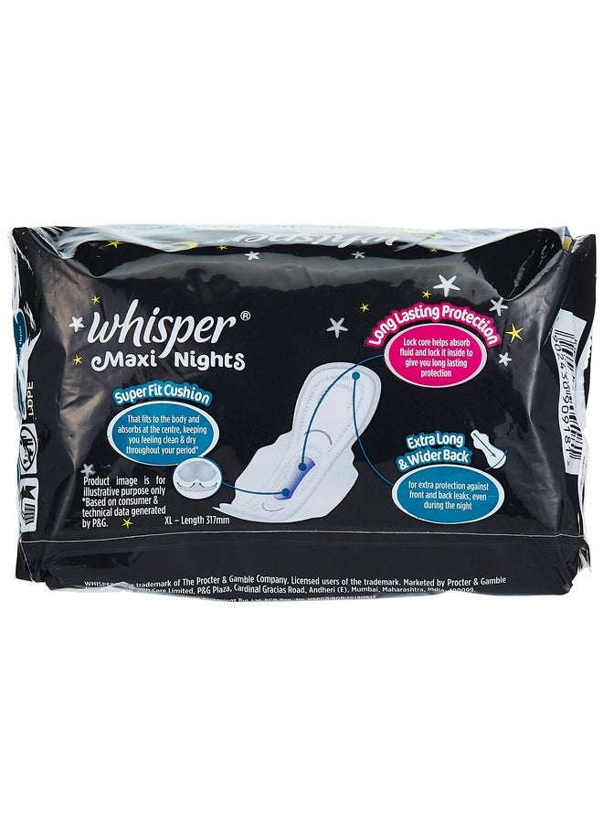 Whisper - Maxi Nights Sanitary Pads For Women, Xl, 7 Napkins - Image 1