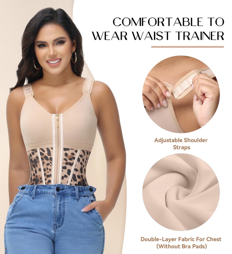 SHAPSHE Waist Trainer Corset for Women Tummy Control Sport Workout Body Shaper Vest for Women Postpartum Gym Zipper - Image 4