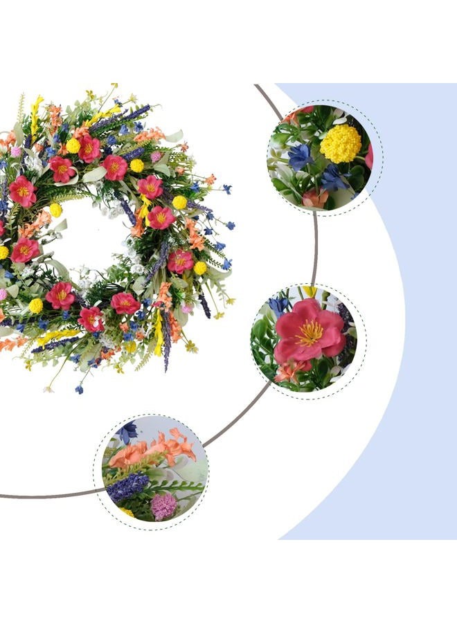 Tempus Flower and Lavender Wreath 22'' Wildflower Wreath Spring and Summer Wreath Artificial Spring Wreath Paper Summer Wreath for Front Door Home Wall Wedding Holiday Farmhouse Holiday Decoration - Image 2