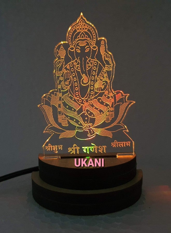 UKANI 3D USB Ganesh Ji Lamp for Car/Office/Desktop/Gift/Table Top 7 Color Change Light Size 3 Inch - Image 3