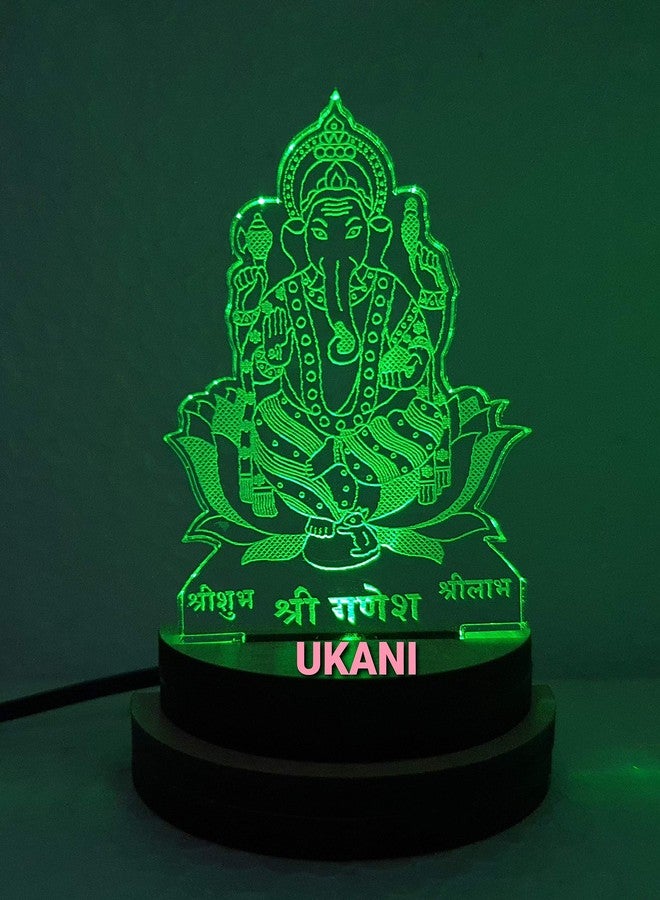 UKANI 3D USB Ganesh Ji Lamp for Car/Office/Desktop/Gift/Table Top 7 Color Change Light Size 3 Inch - Image 4