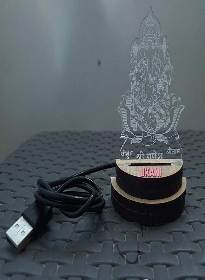 UKANI 3D USB Ganesh Ji Lamp for Car/Office/Desktop/Gift/Table Top 7 Color Change Light Size 3 Inch - Image 5