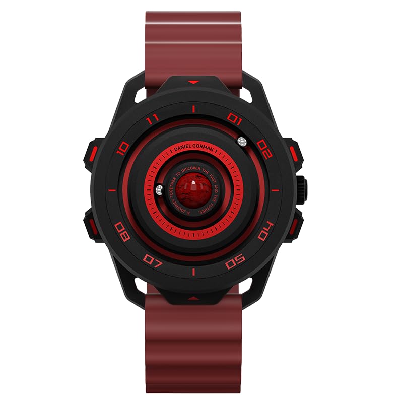 Daniel Gorman Planet Series Quartz Watches Magnetic Analog Iron Ball Watch Luminous Sport Wristwatch Men Waterproof Watches Business Casual Fashion Wrist Watch (Red) - Image 3