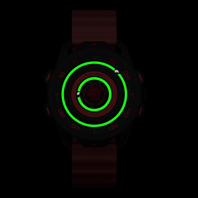 Daniel Gorman Planet Series Quartz Watches Magnetic Analog Iron Ball Watch Luminous Sport Wristwatch Men Waterproof Watches Business Casual Fashion Wrist Watch (Red) - Image 2