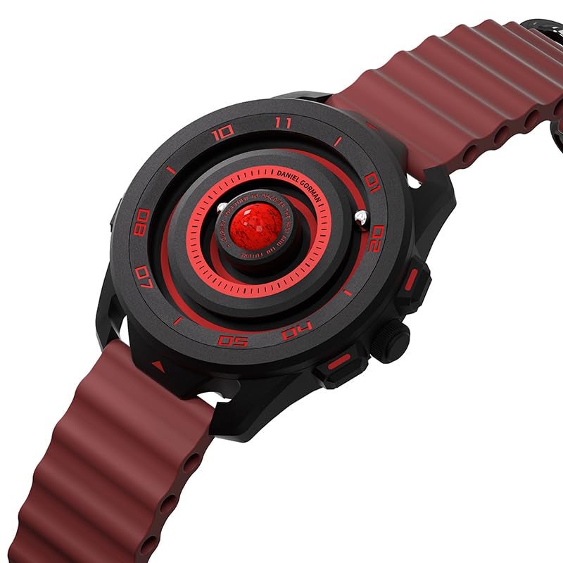 Daniel Gorman Planet Series Quartz Watches Magnetic Analog Iron Ball Watch Luminous Sport Wristwatch Men Waterproof Watches Business Casual Fashion Wrist Watch (Red) - Image 4