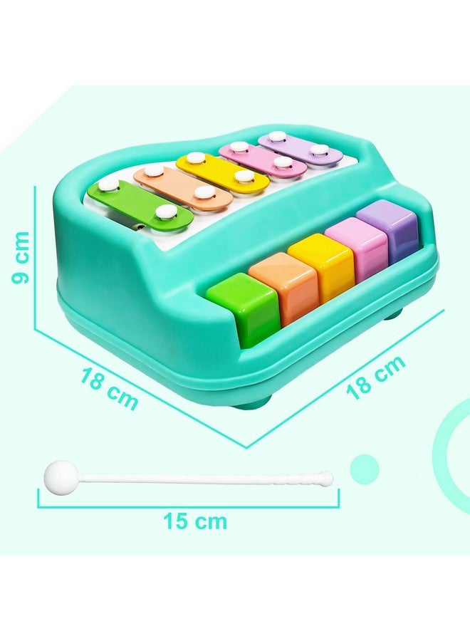 VGRASSP 2 in 1 Small Xylophone and Piano Toy for Kids with Colorful Keys and Drum Sticks - Musical Instrument Toy for Baby and Toddlers - Turquoise - Image 3
