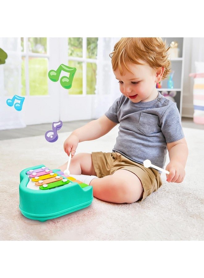 VGRASSP 2 in 1 Small Xylophone and Piano Toy for Kids with Colorful Keys and Drum Sticks - Musical Instrument Toy for Baby and Toddlers - Turquoise - Image 2