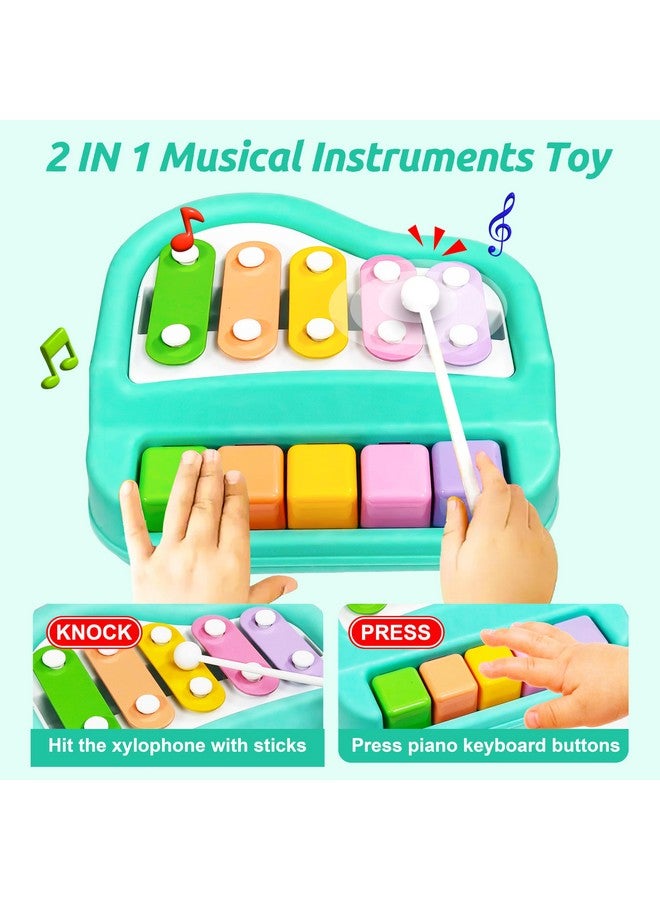 VGRASSP 2 in 1 Small Xylophone and Piano Toy for Kids with Colorful Keys and Drum Sticks - Musical Instrument Toy for Baby and Toddlers - Turquoise - Image 4