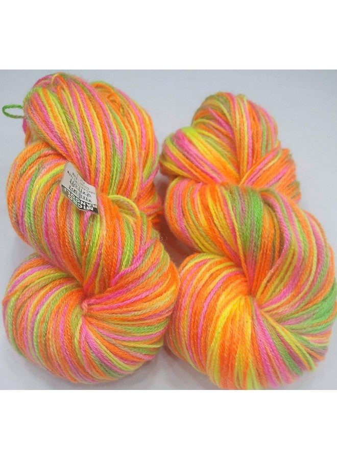 OSWAL Oswal Knitting Yarn Wool Multi Orange Pink Yellow Green 200gm. Woolen Crochet Yarn Thread. Wool Yarn for Knitting. Woolen Thread. - Image 1