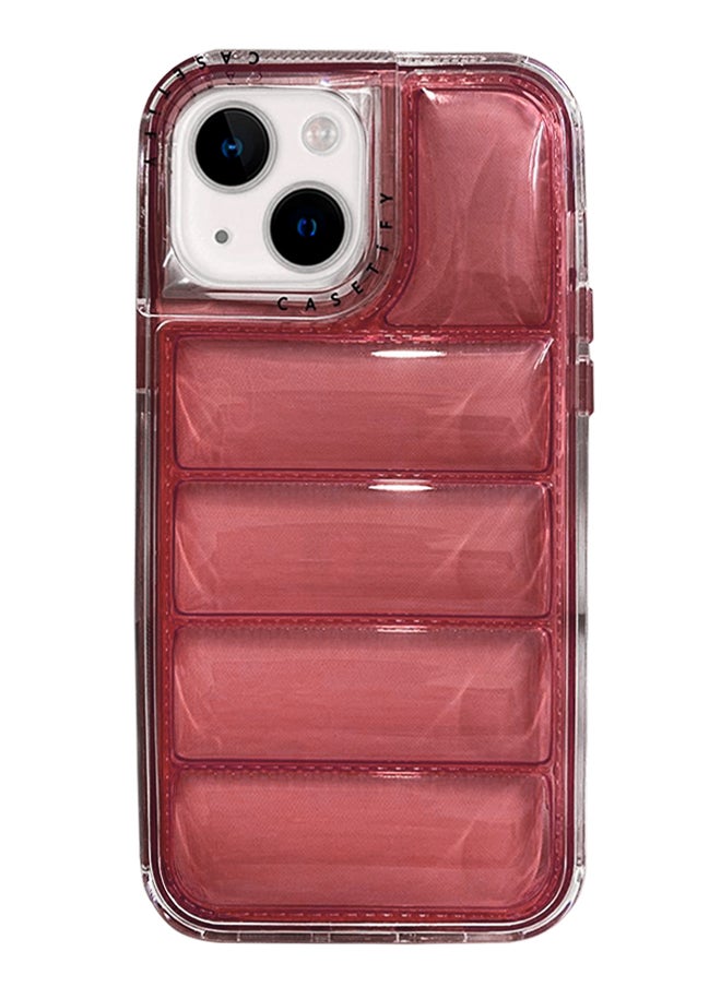 Generic Iphone 14 colorful tpu pc multi protective Case, With Triple Layer Colorful PC Clear Surface Puffer TPU Drop Proof Smart Phone Case for iPhone 14 - Red  - Image 1