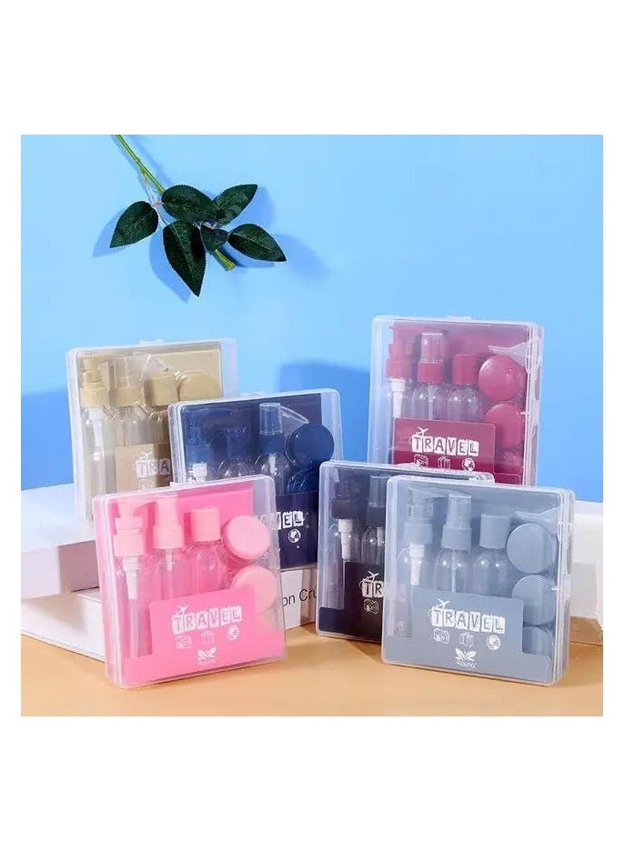 Generic Trip Organizer Set 5 Pieces Empty Plastic Bottles Refillable Mini Spray Bottles Cream Box Squeeze Bottles for Cosmetics Travel Supplies with Storage Bag Multicolor - Image 2